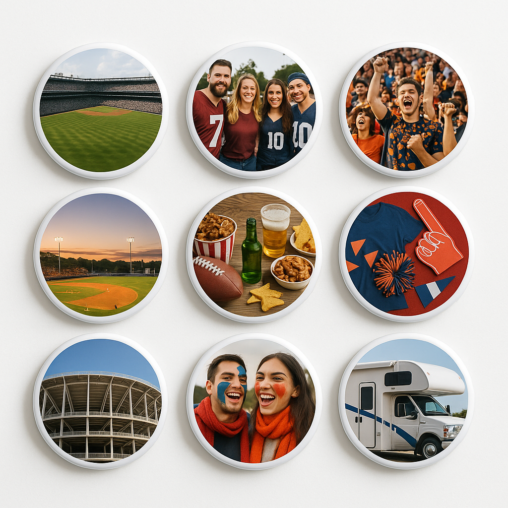 Custom Game Day Photo Magnets - 9 Pack Variety