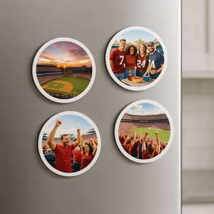 Game Day Photo Magnets on Fridge