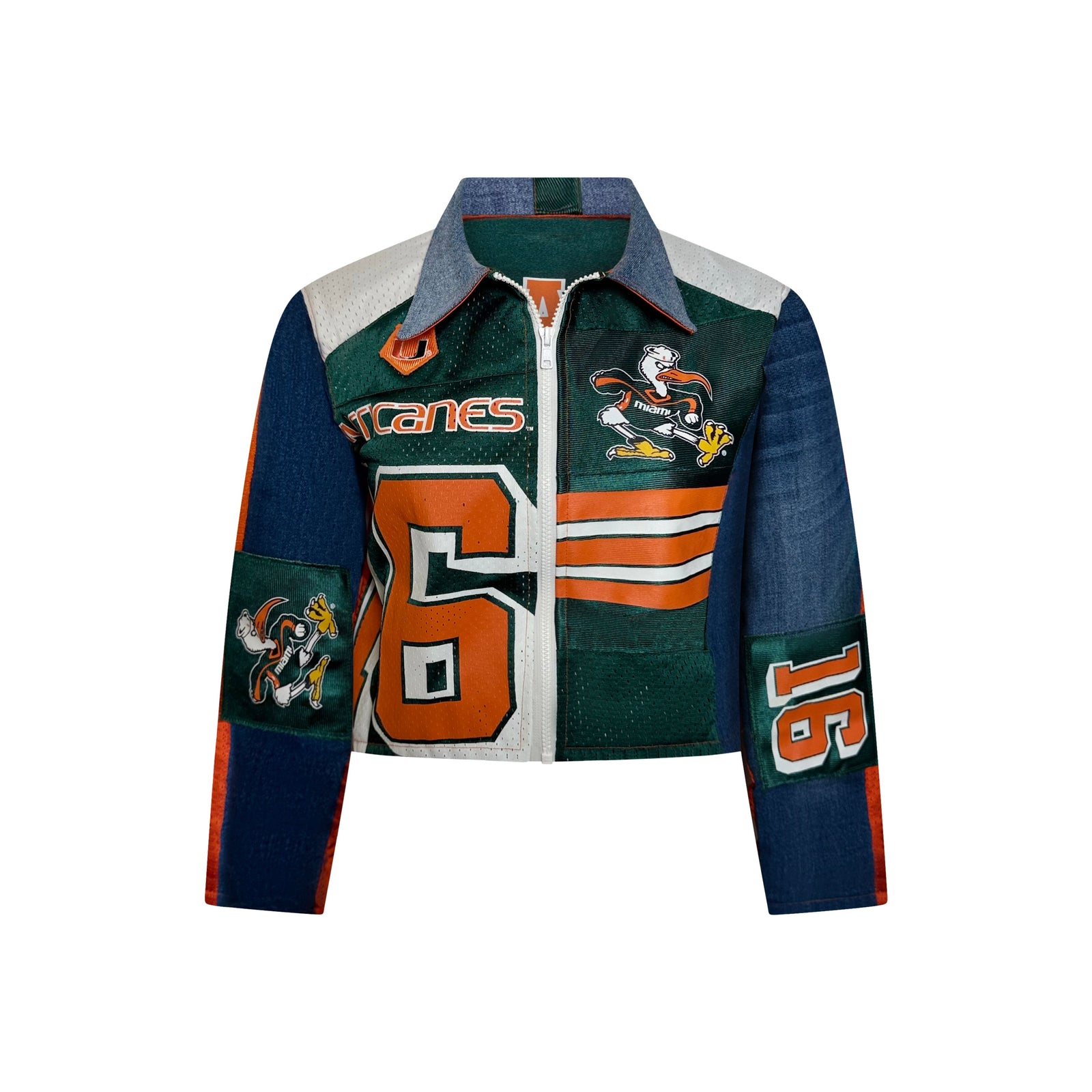 Miami Hurricanes #16 Reworked Jersey Zip-Up Jacket