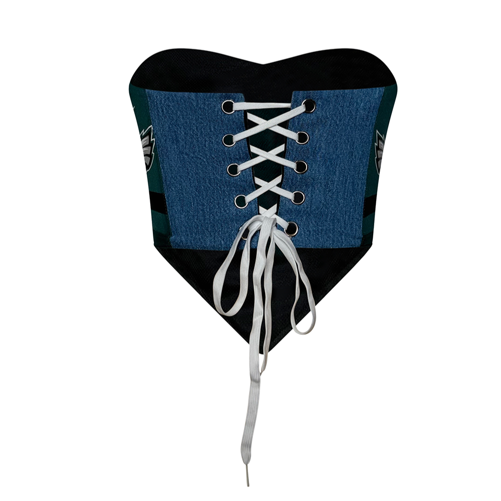 Philadelphia Eagles #25 V-Shaped Crop Top with Denim Sides