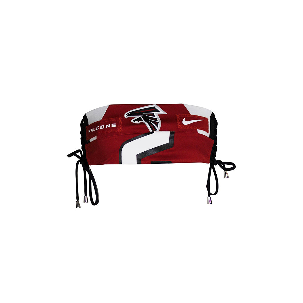Custom Falcons NFL jersey tube top for women, sustainable reworked bralette, featuring a bold red design with adjustable ties.