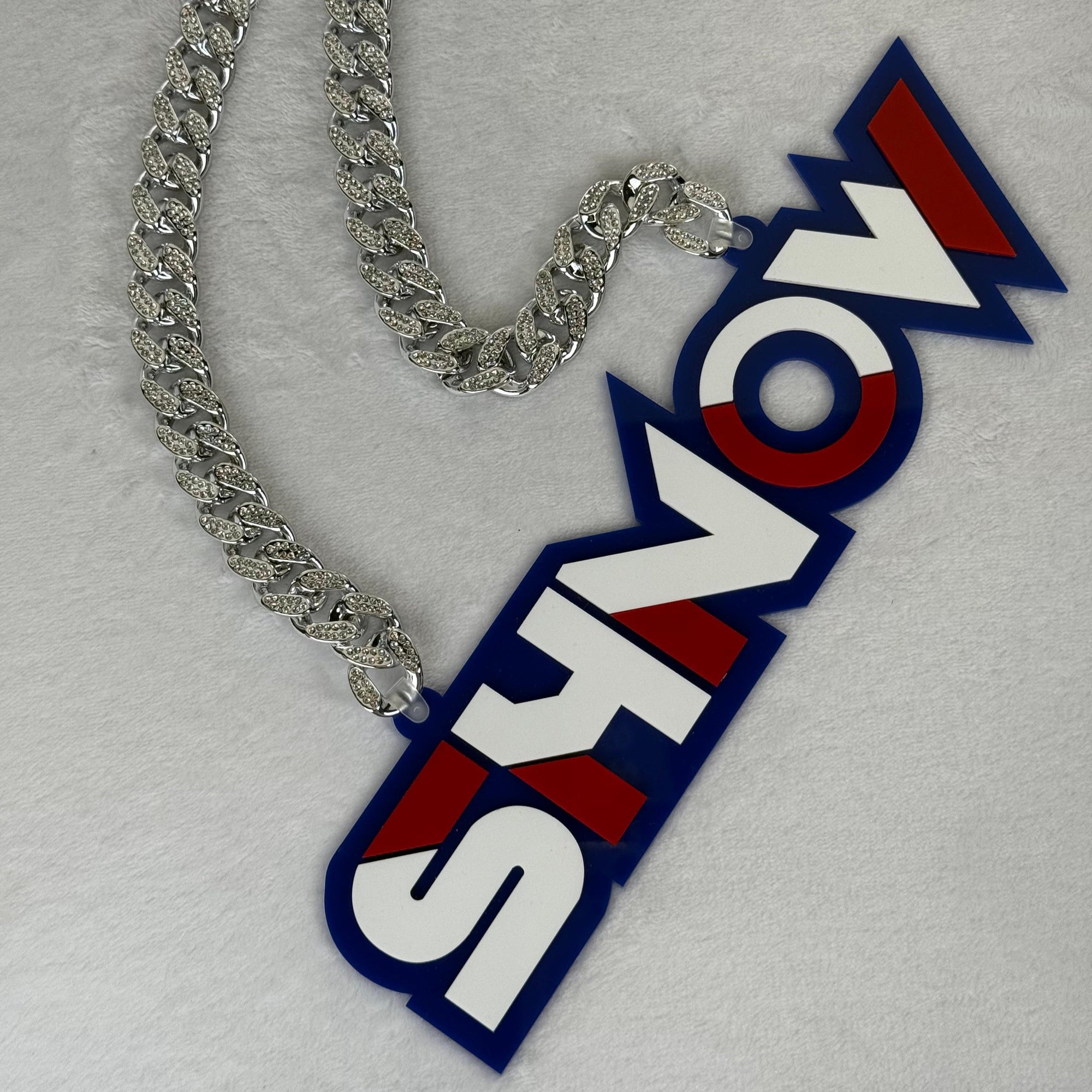 Customizable touchdown chain featuring a bold, vibrant design with durable materials, perfect for football fans and game day enthusiasts.