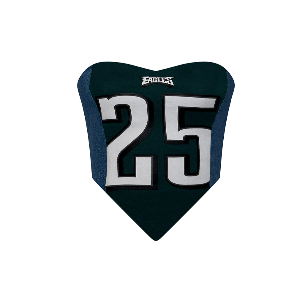Philadelphia Eagles #25 V-Shaped Crop Top with Denim Sides