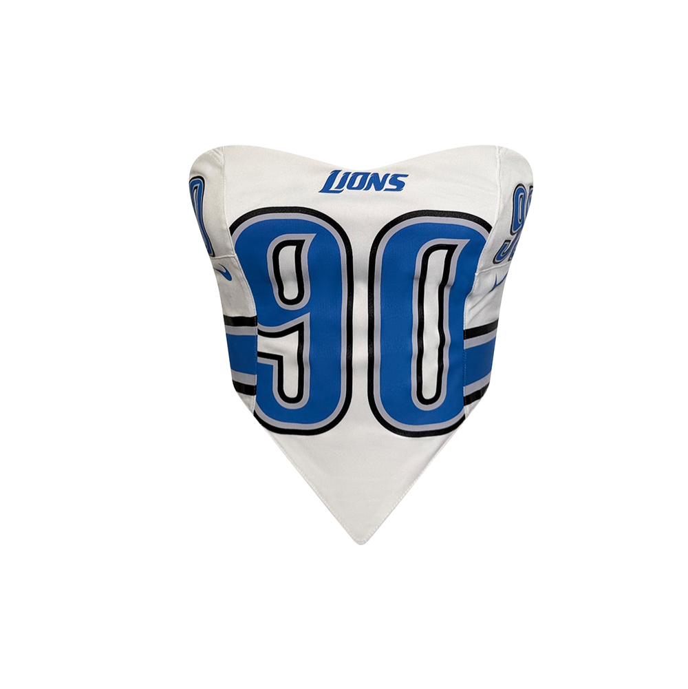 Detroit Lions #90 White V-Shaped Jersey Crop Top