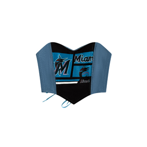 Miami Marlins Collage Print Upcycled Corset Top
