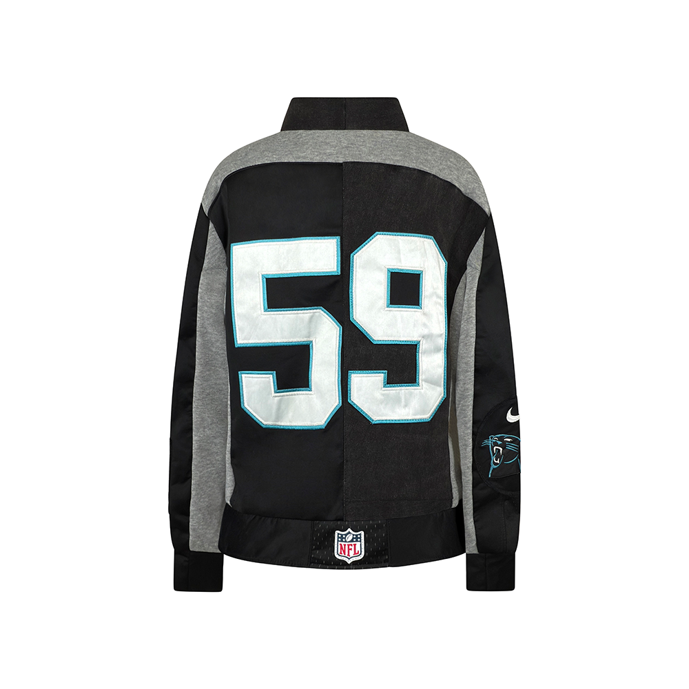 Custom Florida Panthers windbreaker for women, made from sustainable reworked materials with a sleek and sporty design.