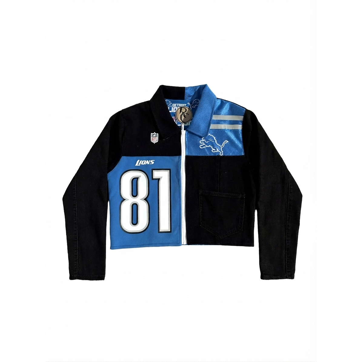 Detroit Lions Calvin Johnson #81 Upcycled Cropped Jacket