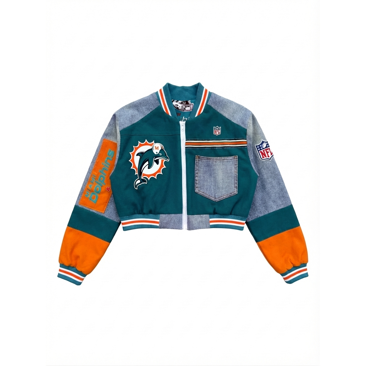 Miami Dolphins #1 Heritage Upcycled Cropped Jacket