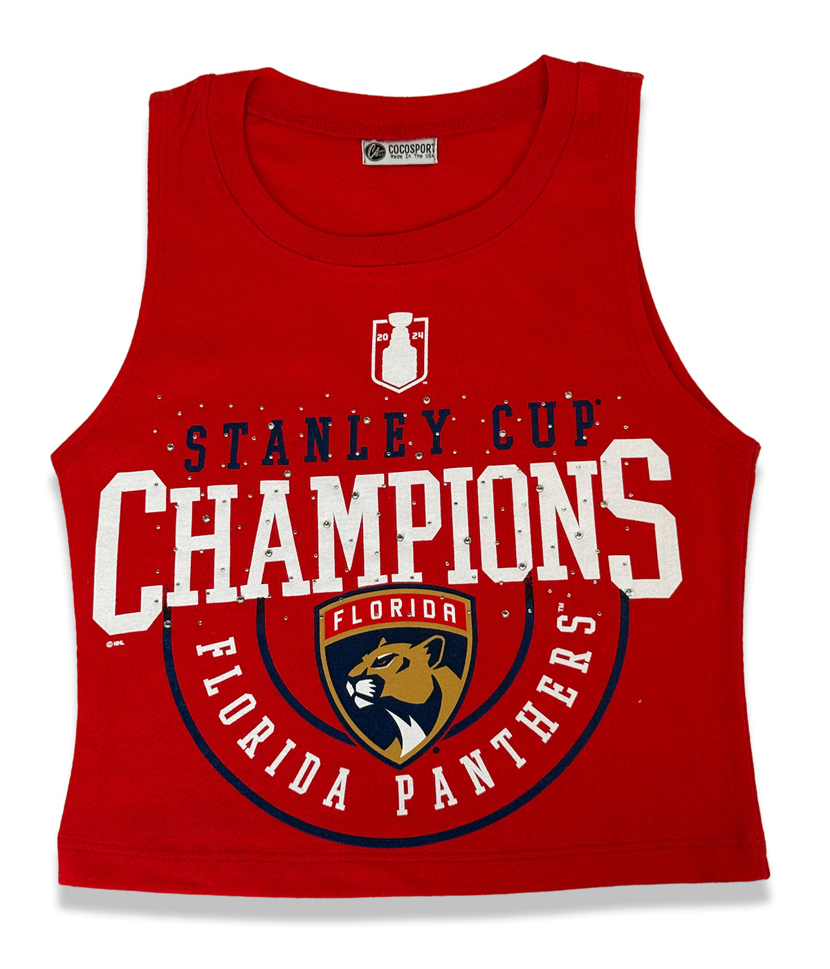 One-of-a-kind Florida Panthers tank featuring a bling champion shirt design, perfect for Florida Panthers apparel and gear fans.